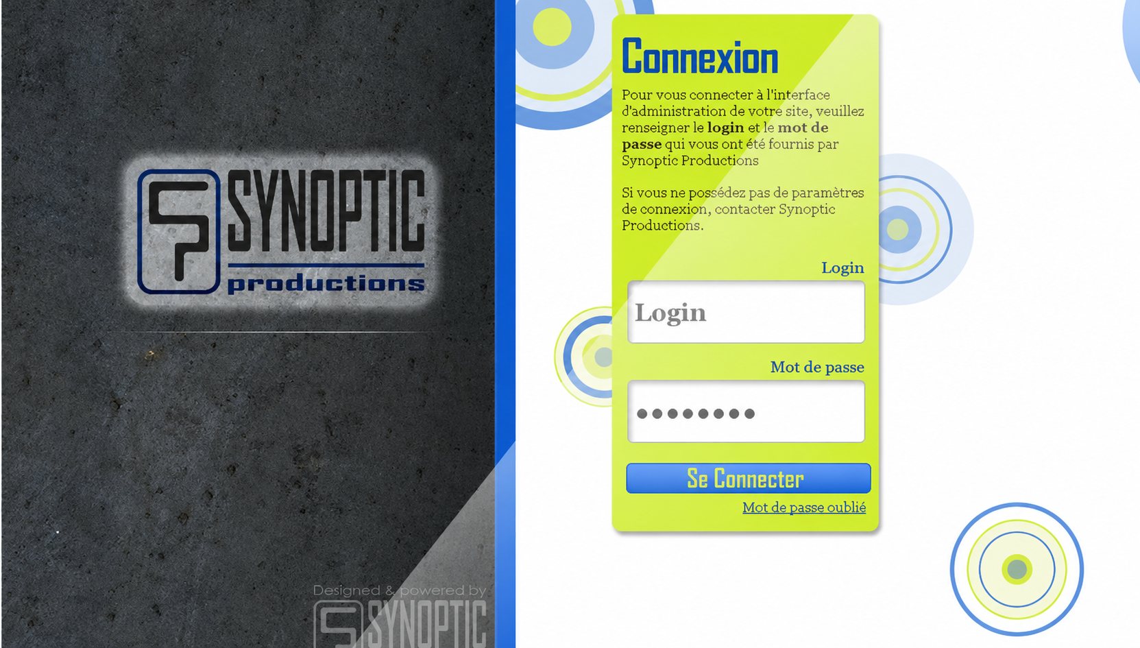 CMS Synoptic Productions : capture du site, vue 1