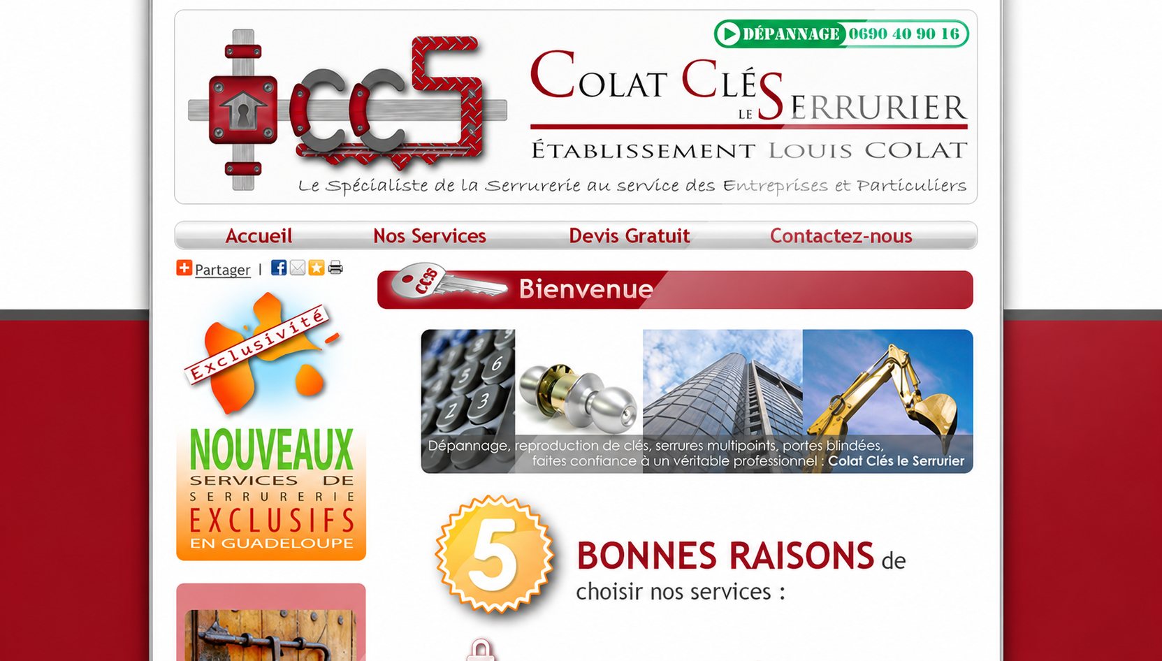 Colat Clés le Serrurier : capture du site, vue 2