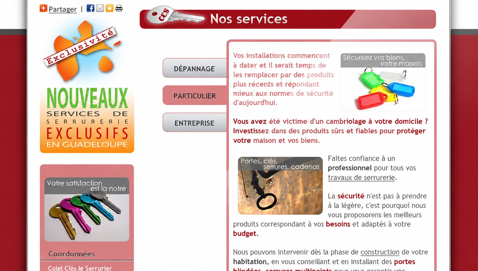 Colat Clés le Serrurier : capture du site, vue 3