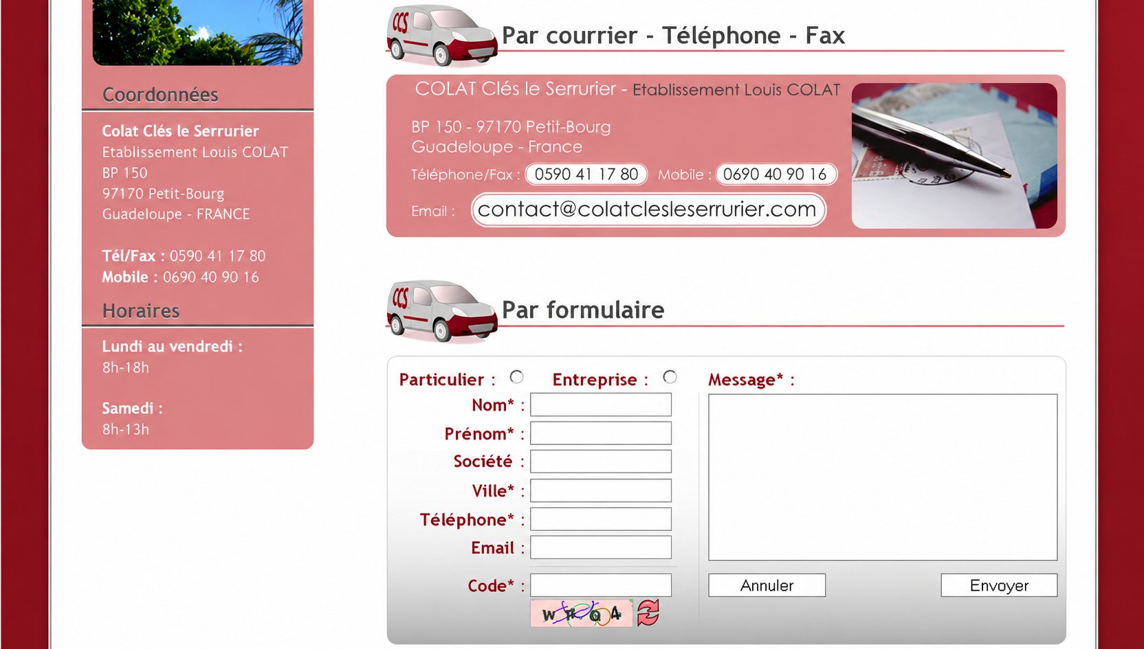 Colat Clés le Serrurier : capture du site, vue 4
