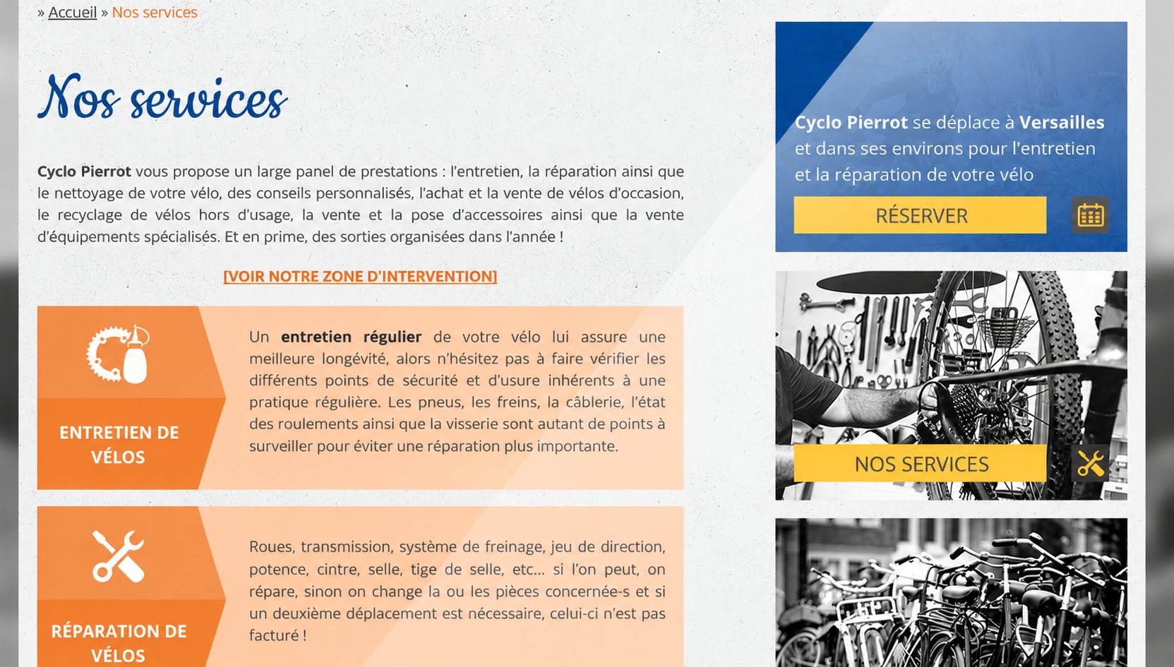 Cyclo Pierrot : capture du site, vue 3