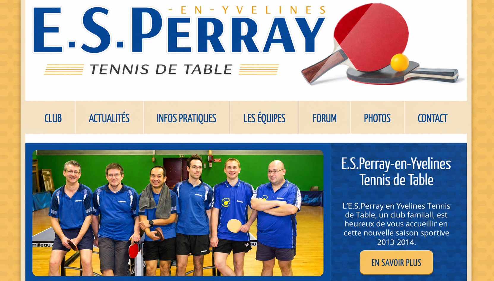 E.S Perray Tennis de Table : capture du site, vue 1