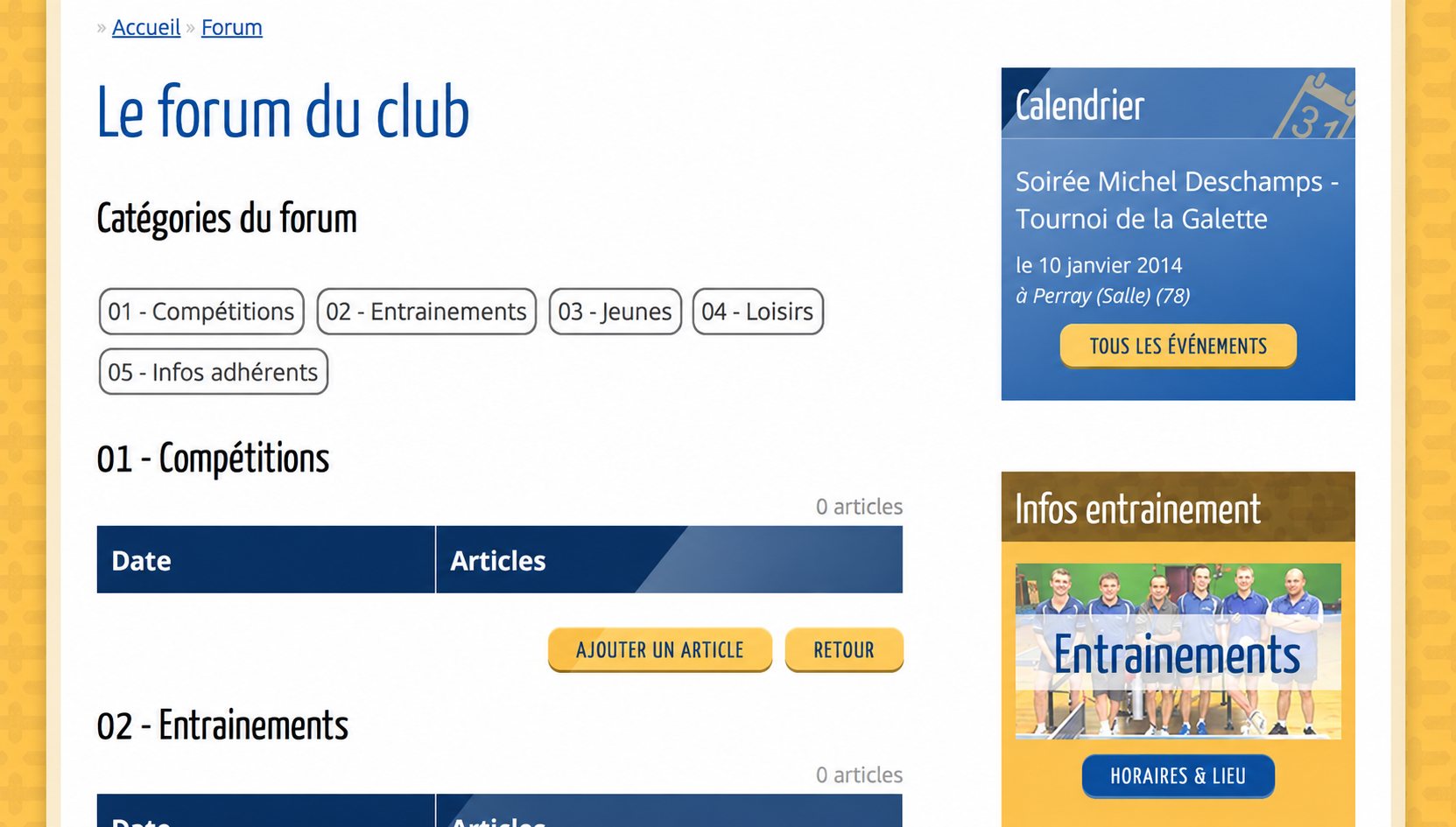E.S Perray Tennis de Table : capture du site, vue 3