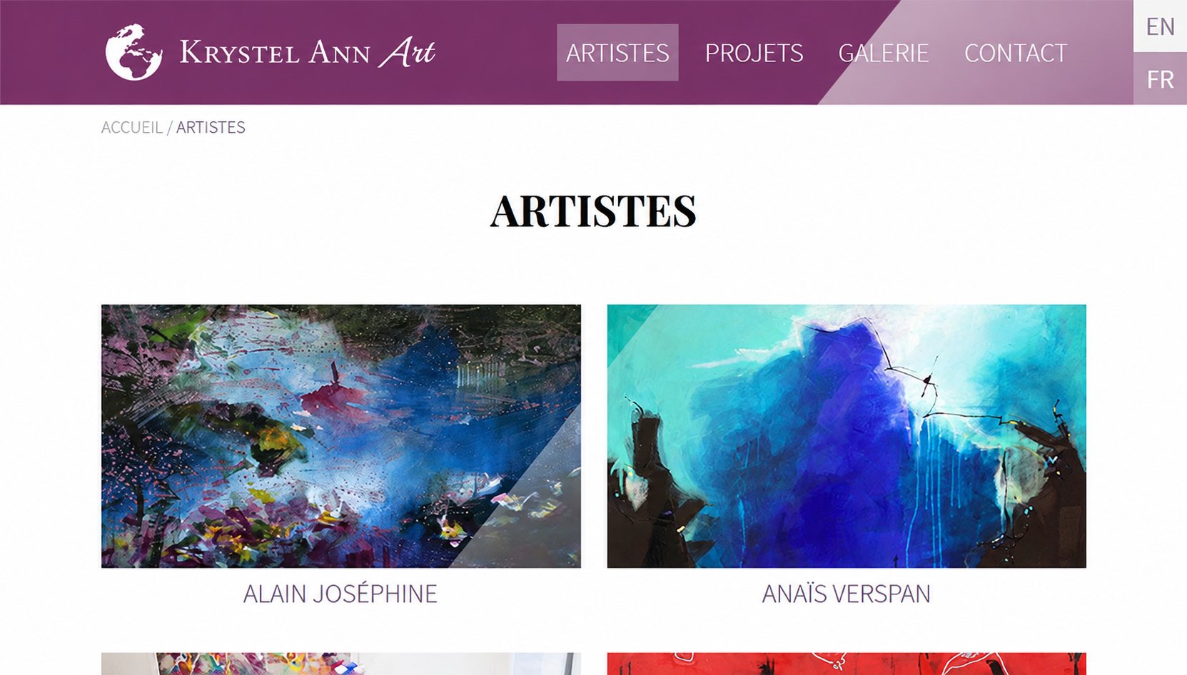 Krystel Ann Art : capture du site, vue 3