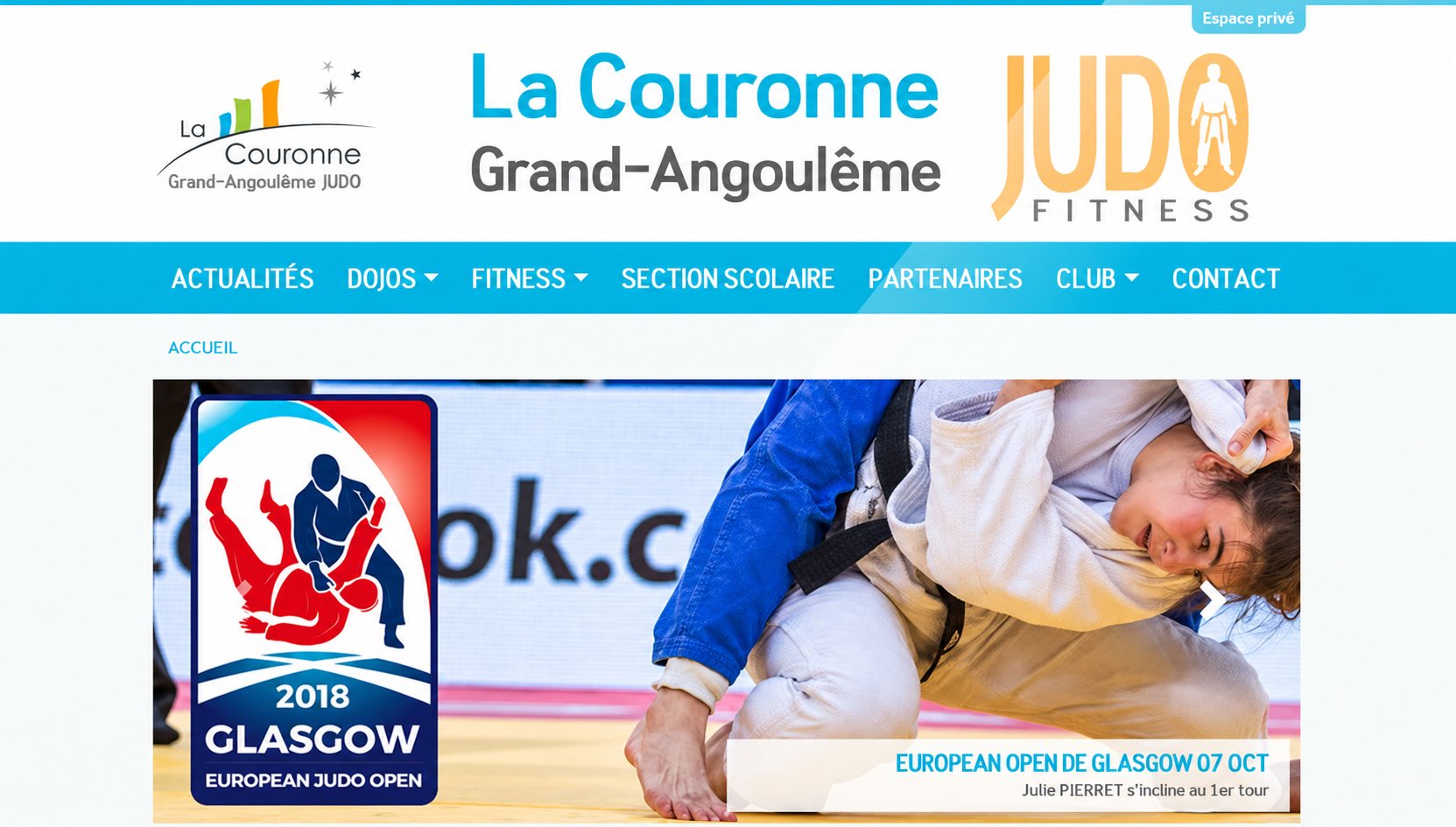 La Couronne Grand-Angoulême JUDO : capture du site, vue 1