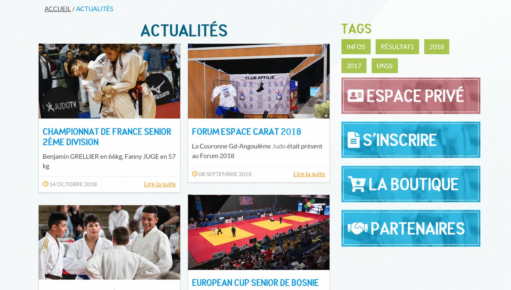 La Couronne Grand-Angoulême JUDO : capture du site, vue 3