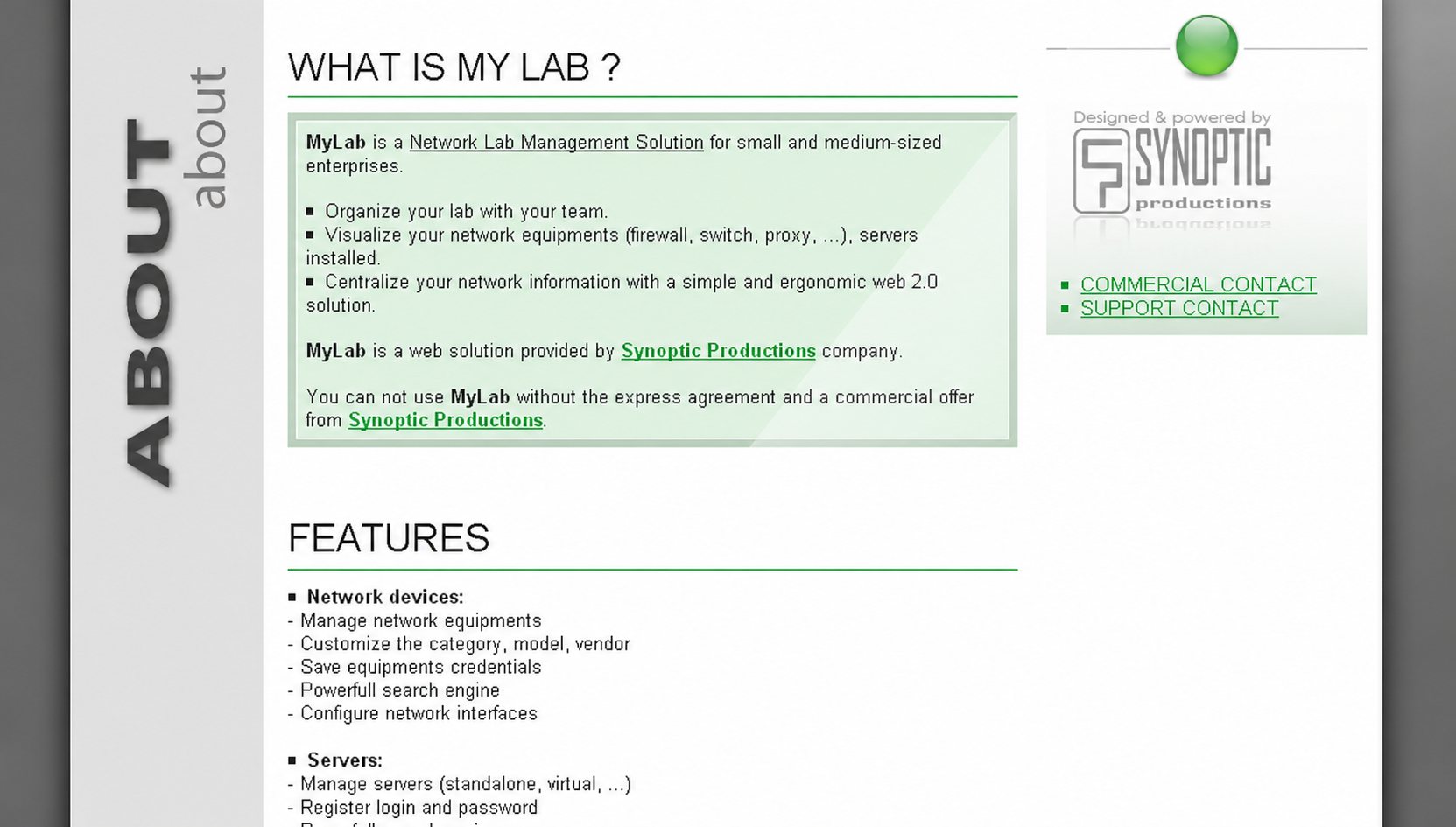 MyLab - Network lab management : capture du site, vue 4