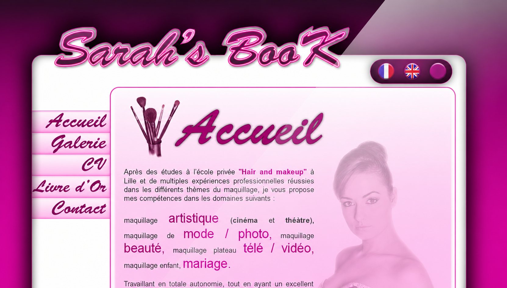 Sarah Lefèvre - Make Up Artist : capture du site, vue 2