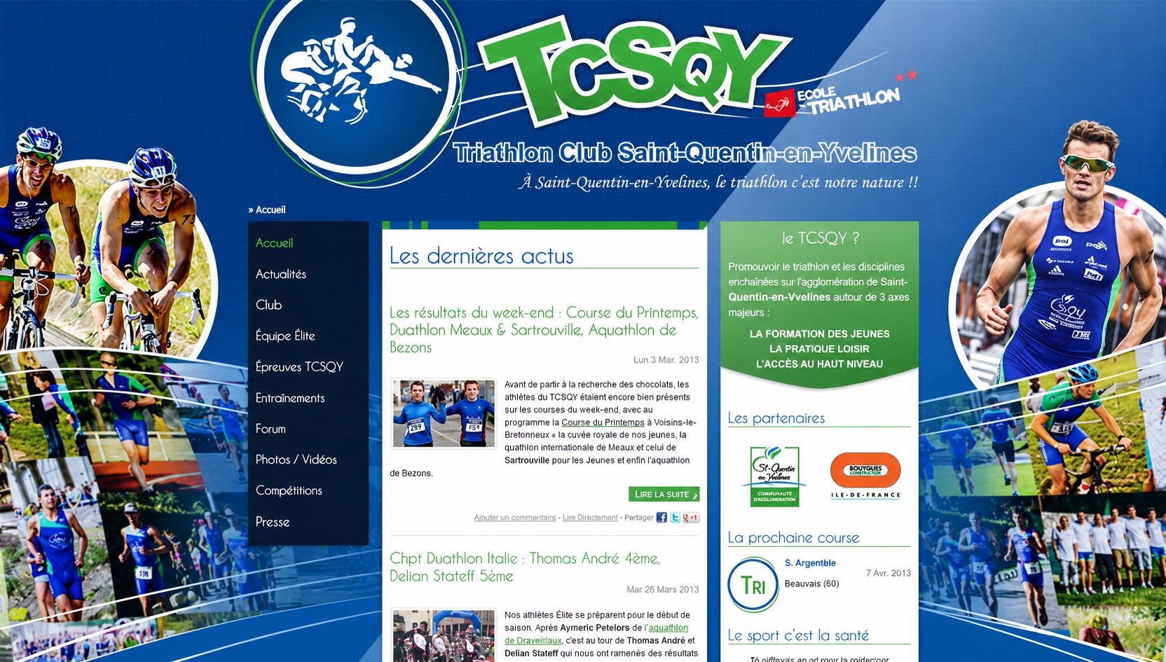 Triathlon Club St Quentin en Yvelines : capture du site, vue 1