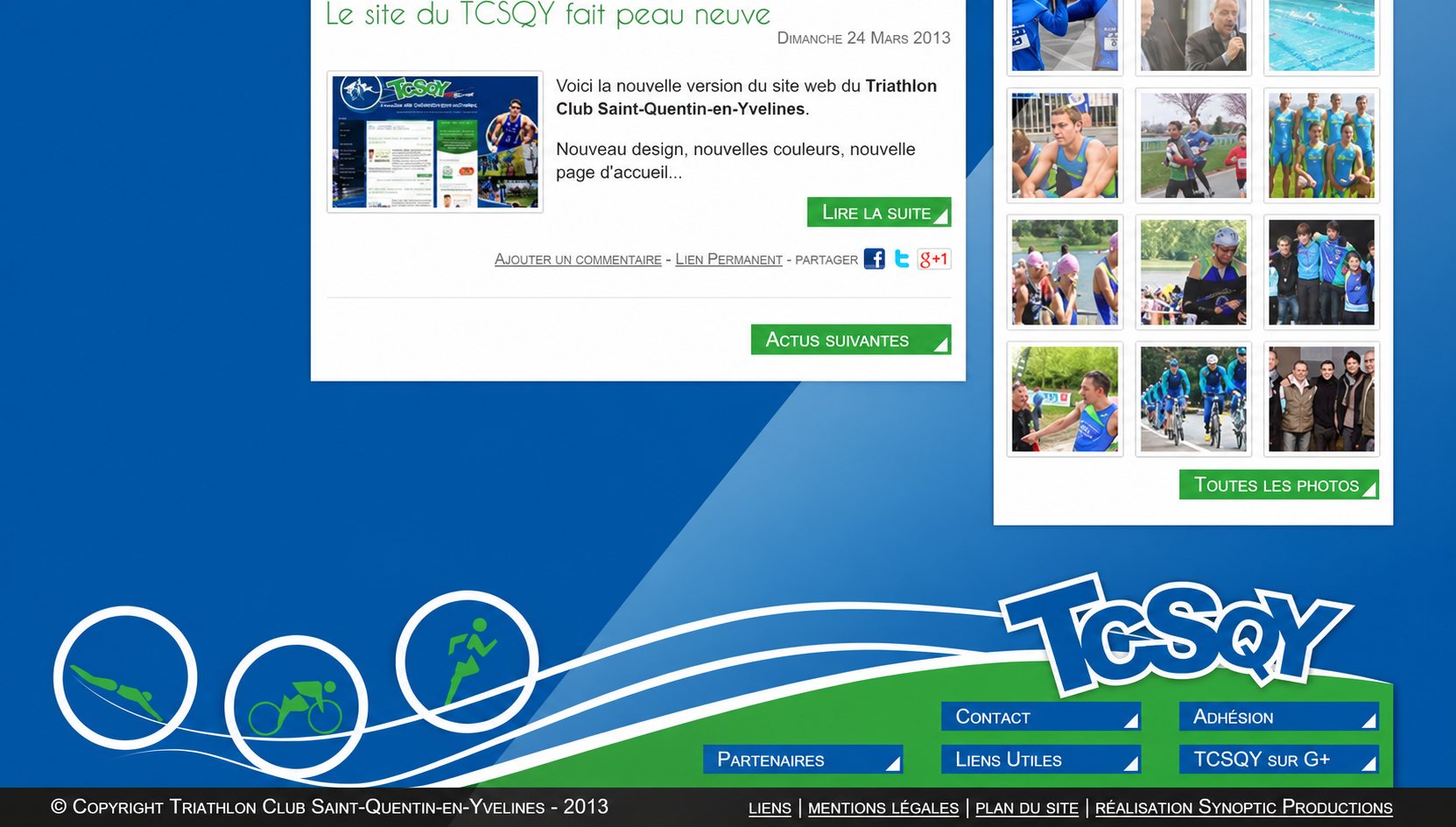 Triathlon Club St Quentin en Yvelines : capture du site, vue 2
